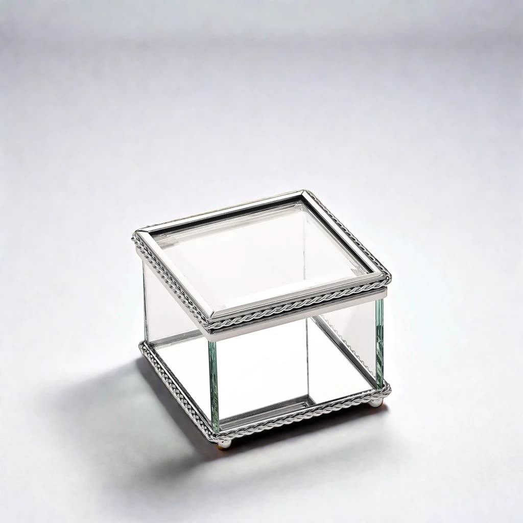 Square Glass Box With Hinged Cover, 3.25"-2