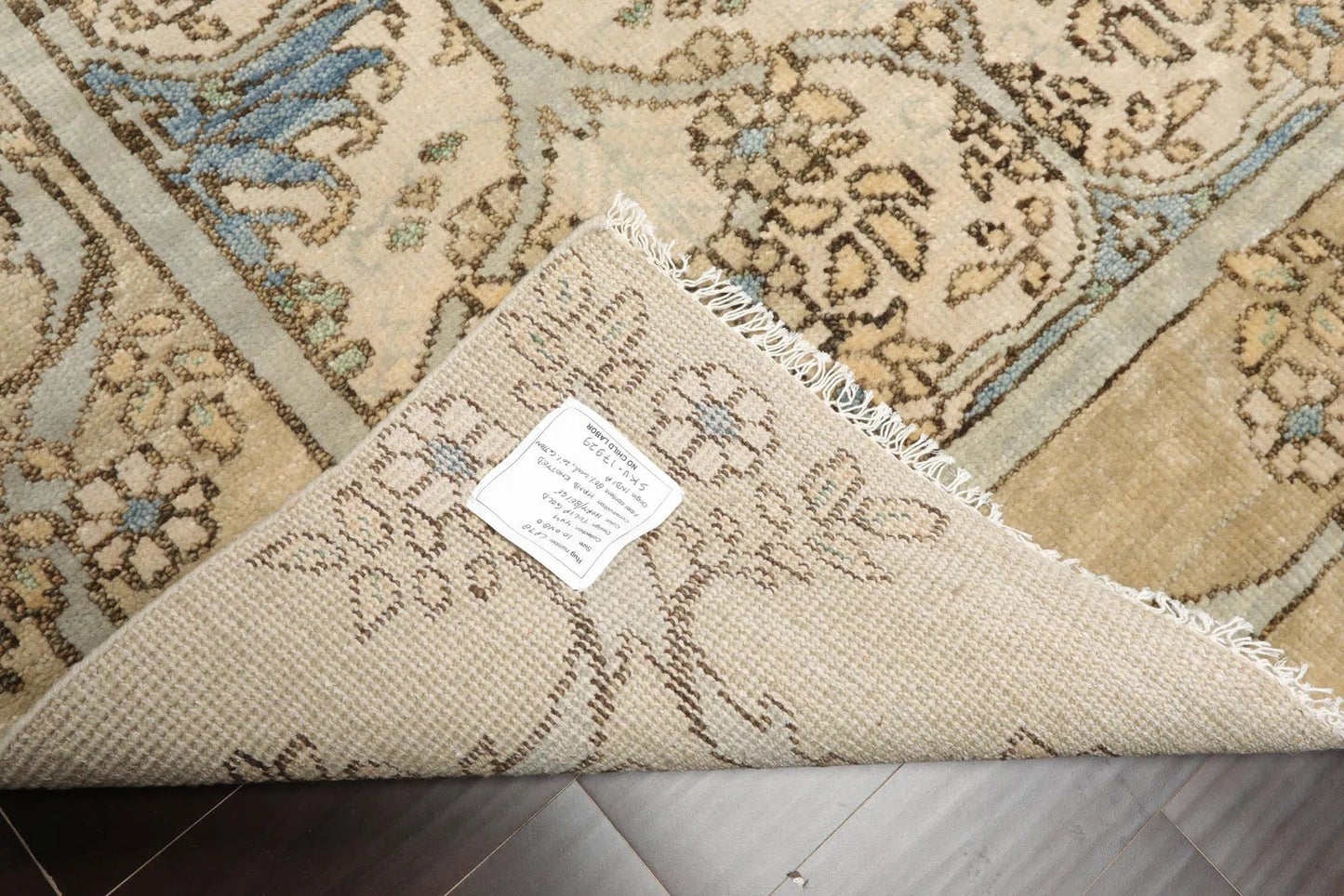 Multi Size Beige Hand Knotted William Morris Tulip Arts and Craft Oushak 100% Wool Oriental Area Rug-4