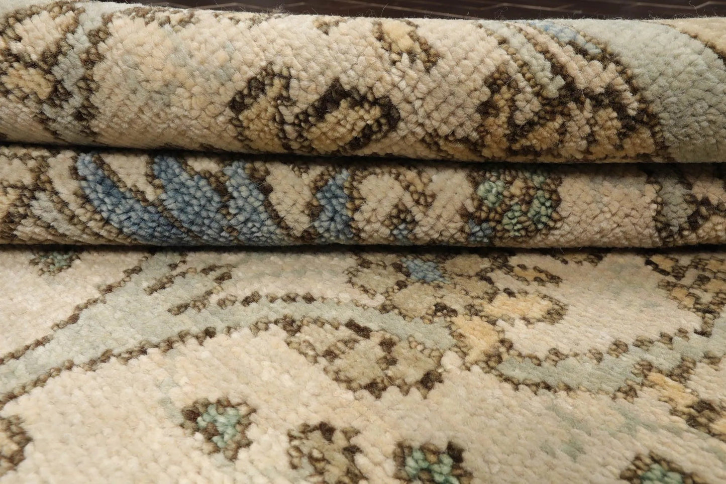Multi Size Beige Hand Knotted William Morris Tulip Arts and Craft Oushak 100% Wool Oriental Area Rug-3