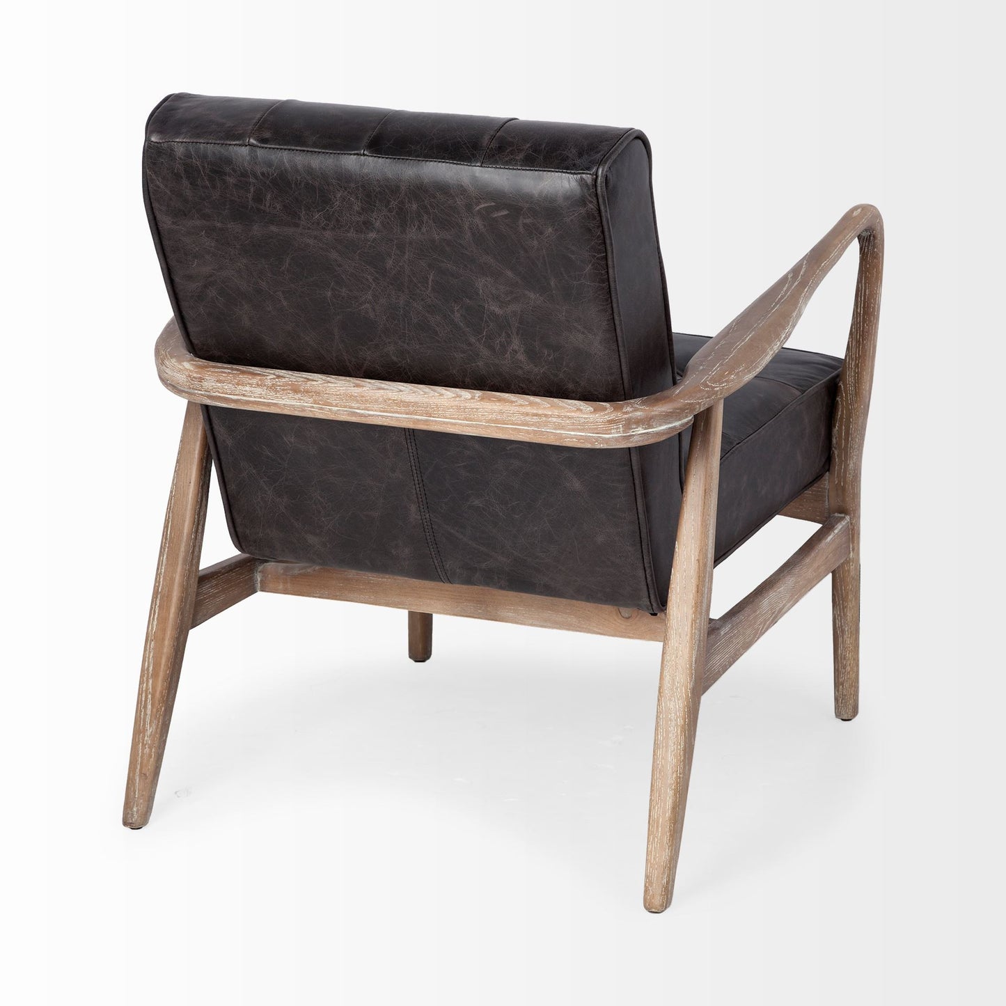 28" Black and Brown Leather Tufted Lounge Chair-5