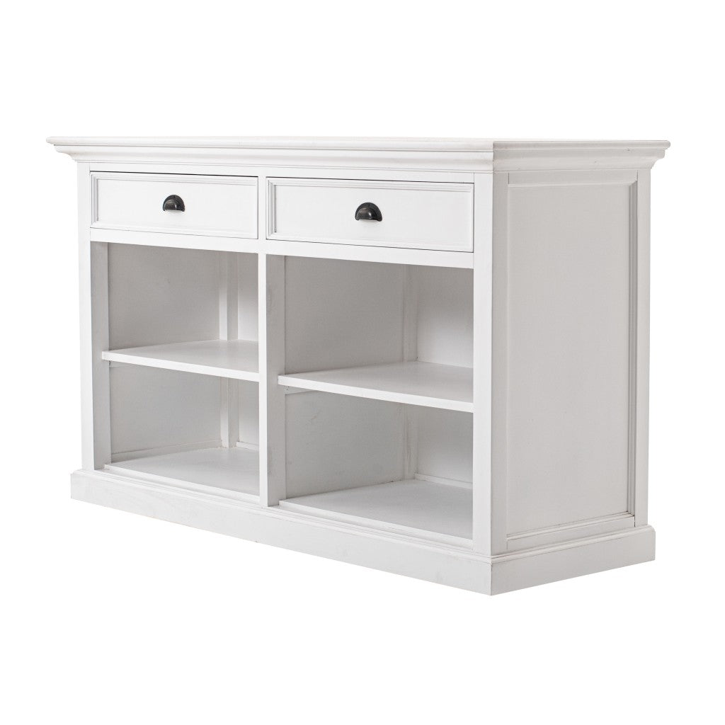 57" White Wood Two Drawer Buffet Table-2