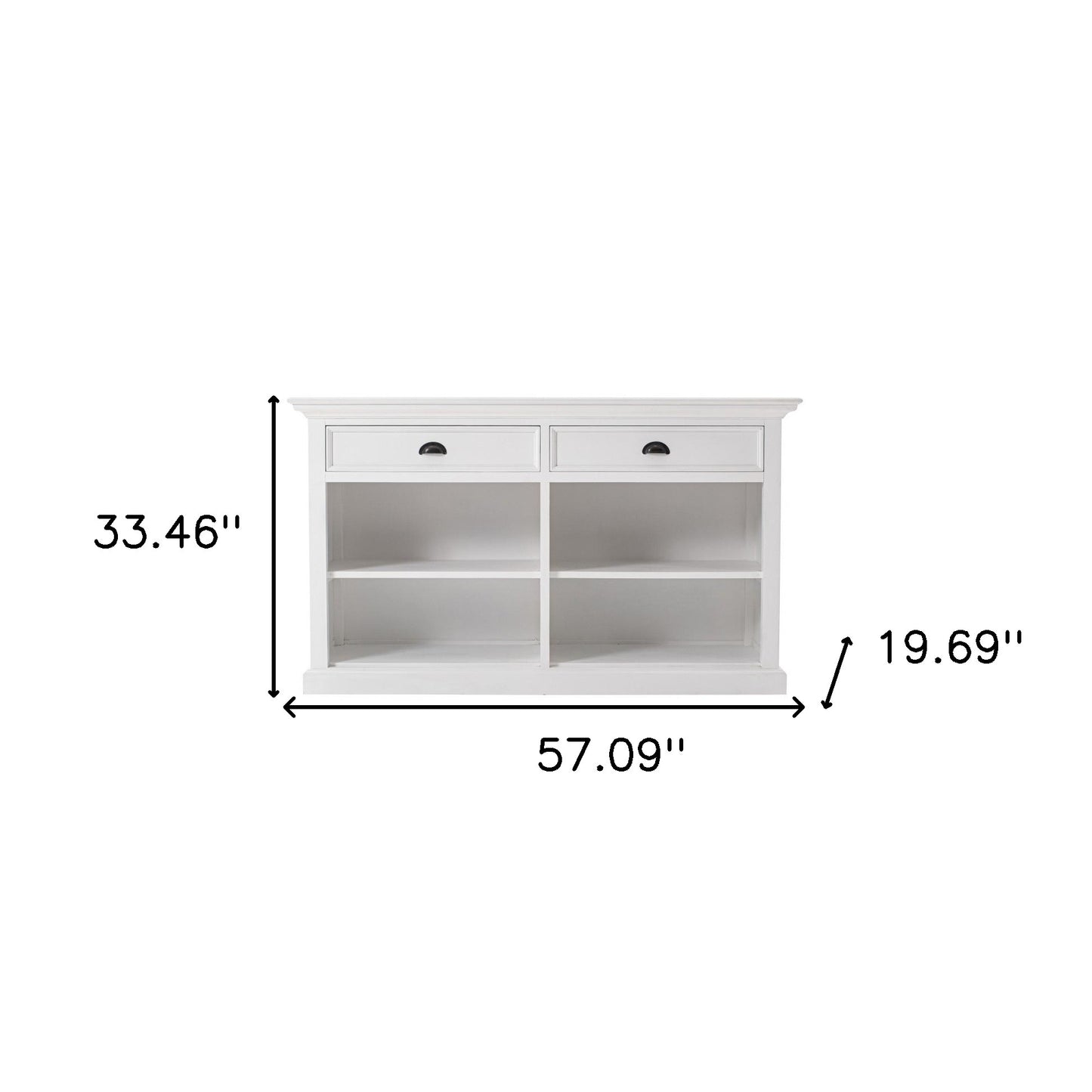 57" White Wood Two Drawer Buffet Table-8