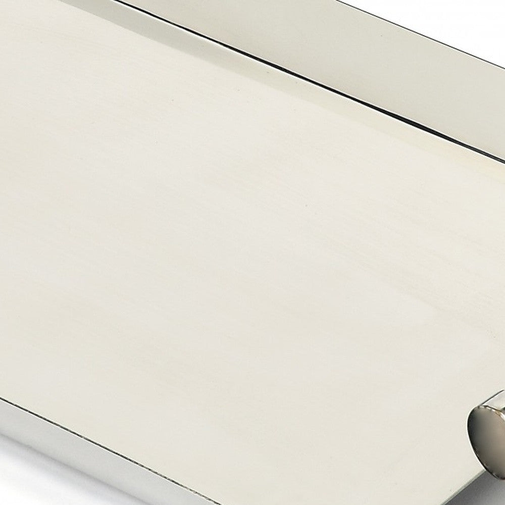 19" Silver Stainless Steel Serving Tray With Horn Handles-3