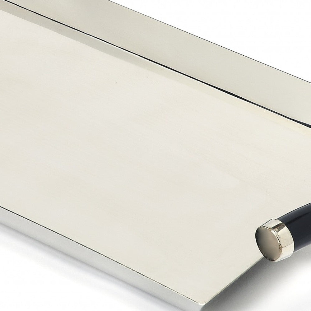 19" Silver Stainless Steel Serving Tray With Horn Handles-5