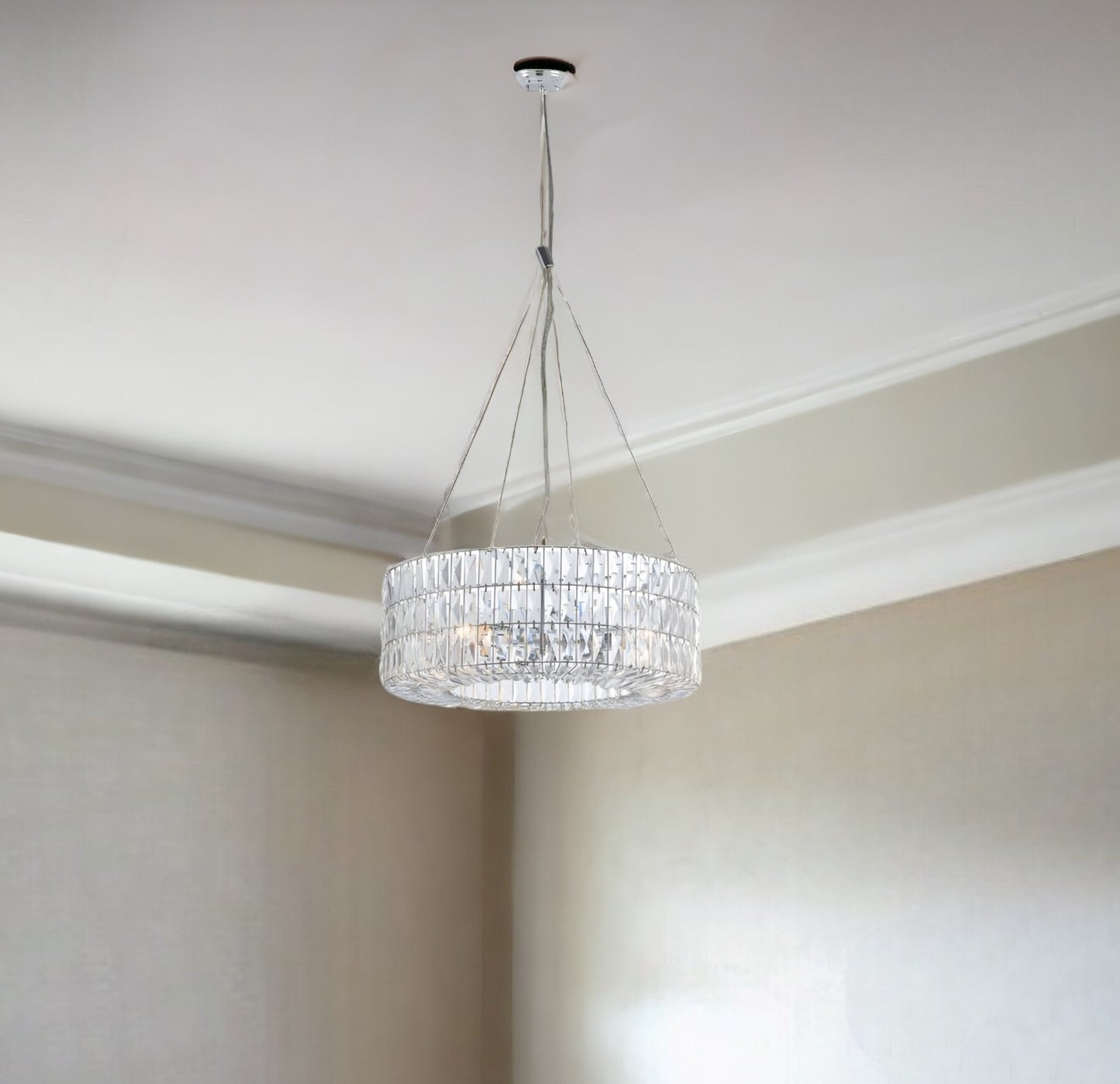 Silver Lantern Metal Chandelier With Silver Shades-1