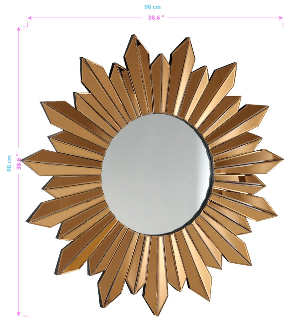 39" Gold Sunburst Glass Framed Accent Mirror-7