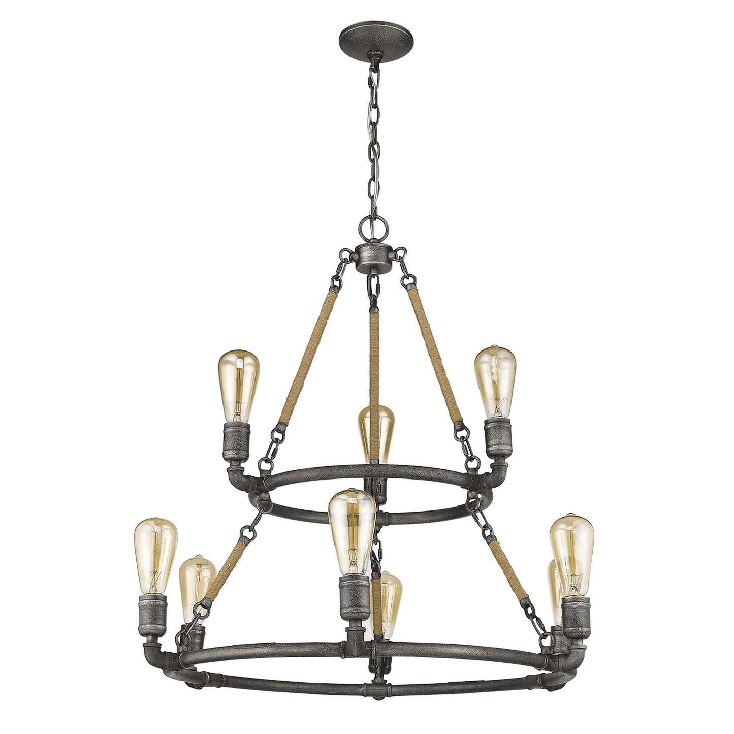 Brown and Black Nine Light Metal Dimmable Chandelier-1