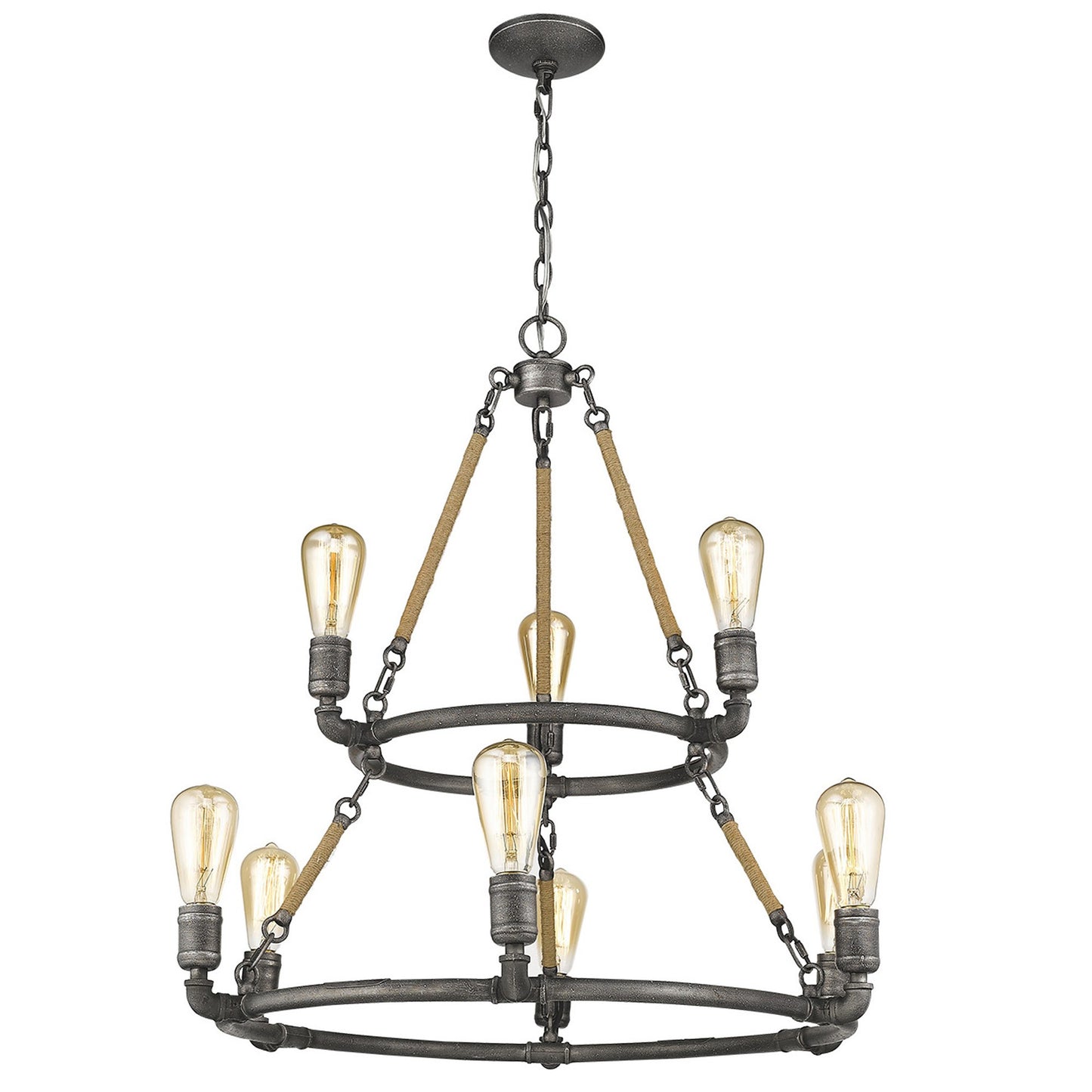 Brown and Black Nine Light Metal Dimmable Chandelier-2