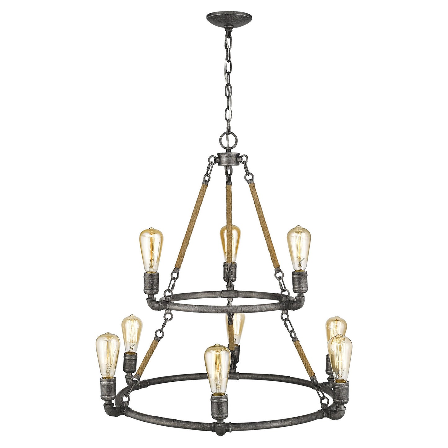 Brown and Black Nine Light Metal Dimmable Chandelier-3