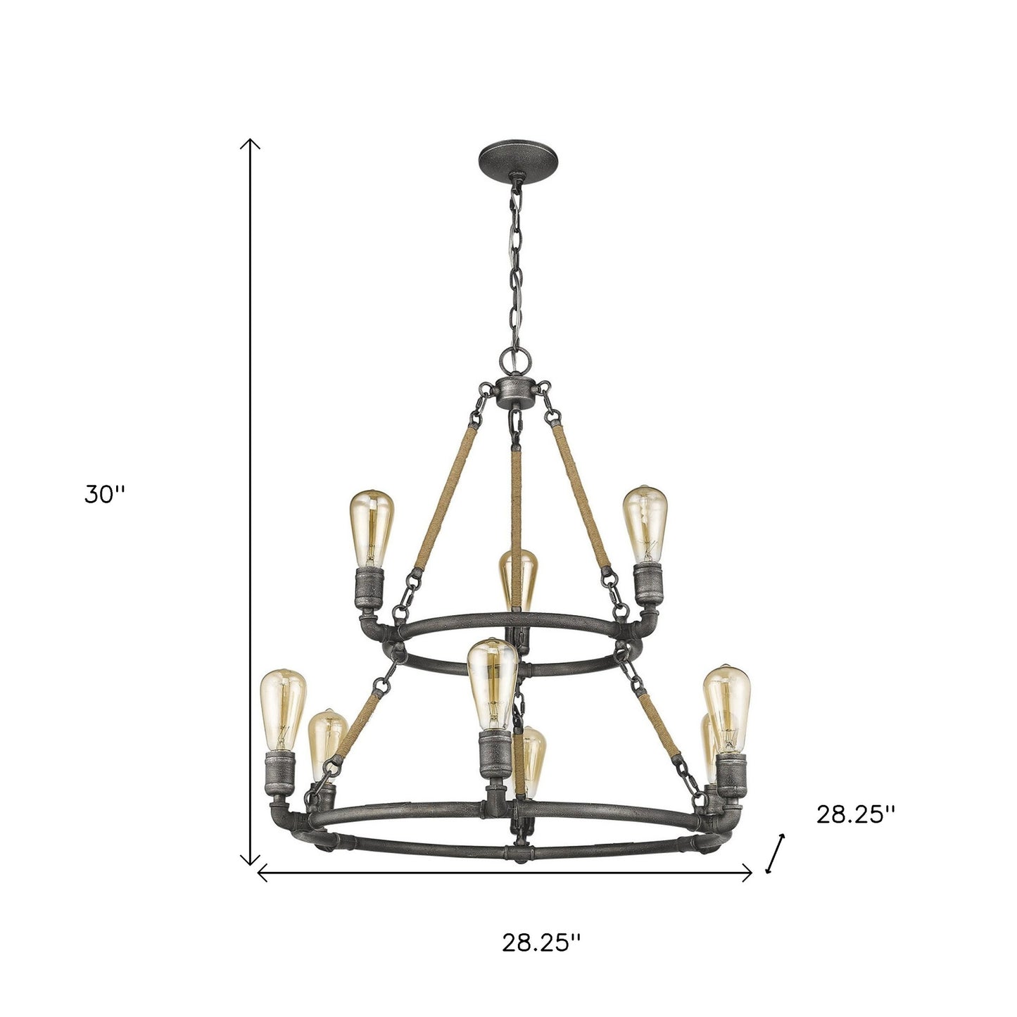 Brown and Black Nine Light Metal Dimmable Chandelier-4