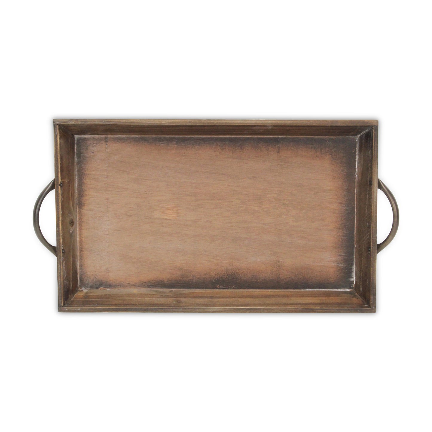 19" Brown Wood Handmade Serving Tray With Handles-5
