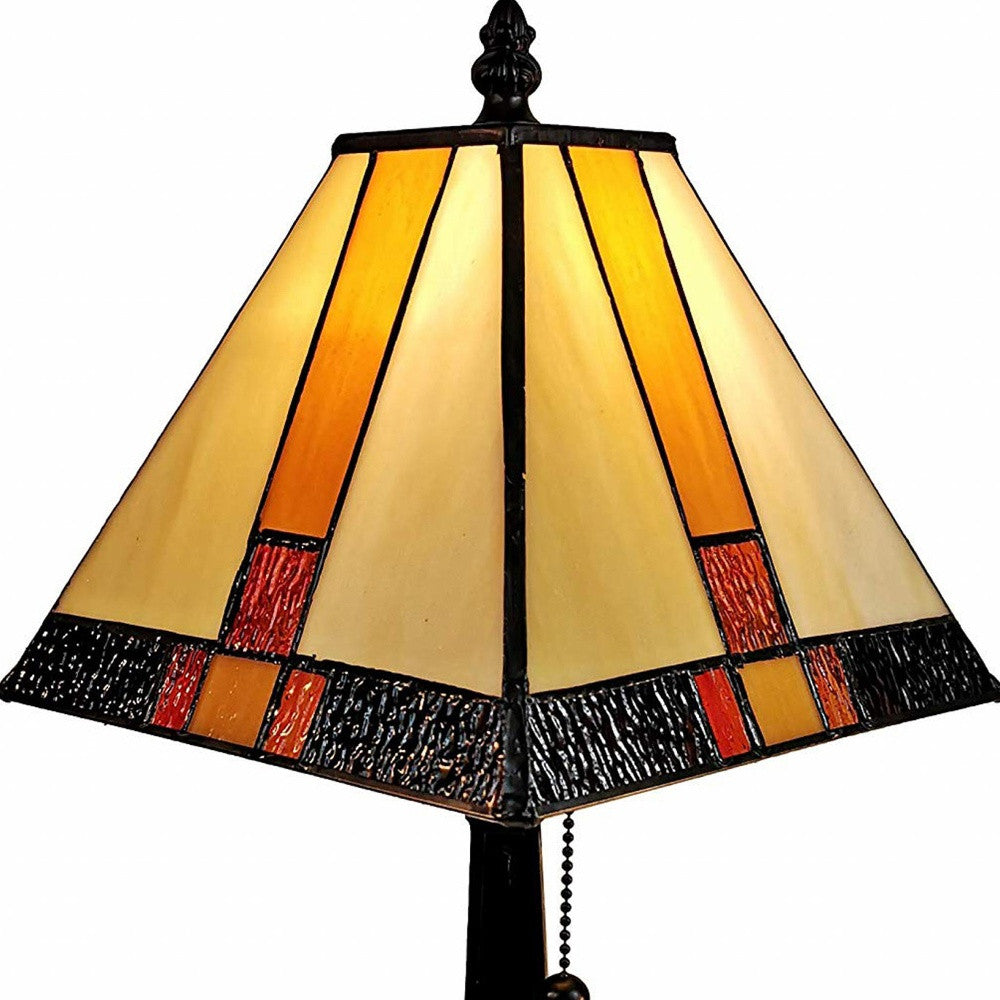 15" Dark Brown Metal Candlestick Table Lamp With Beige Empire Shade-6