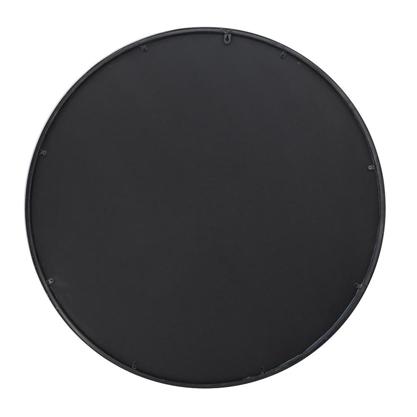 36" Black Round Iron Framed Antiqued Glass Accent Mirror-2