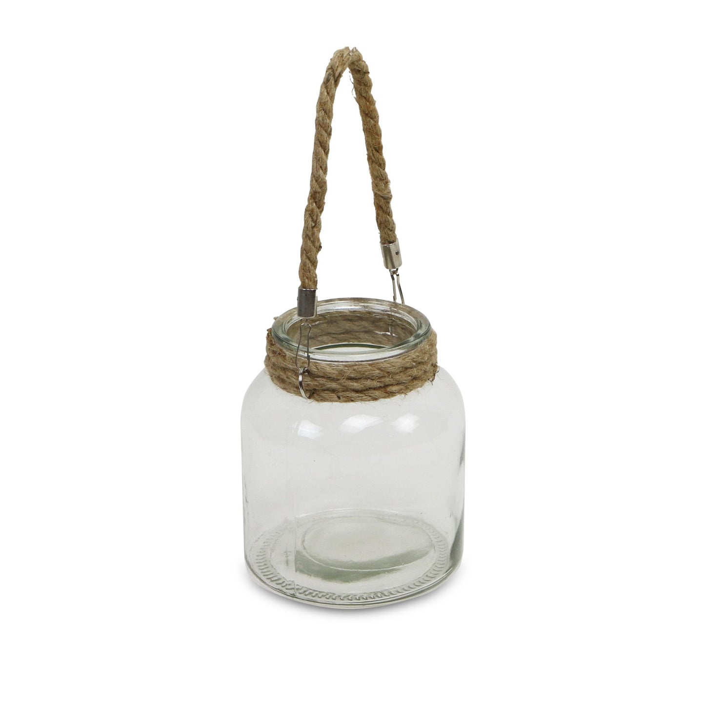 6" Clear and Brown Glass Tabletop Lantern Candle Holder-5