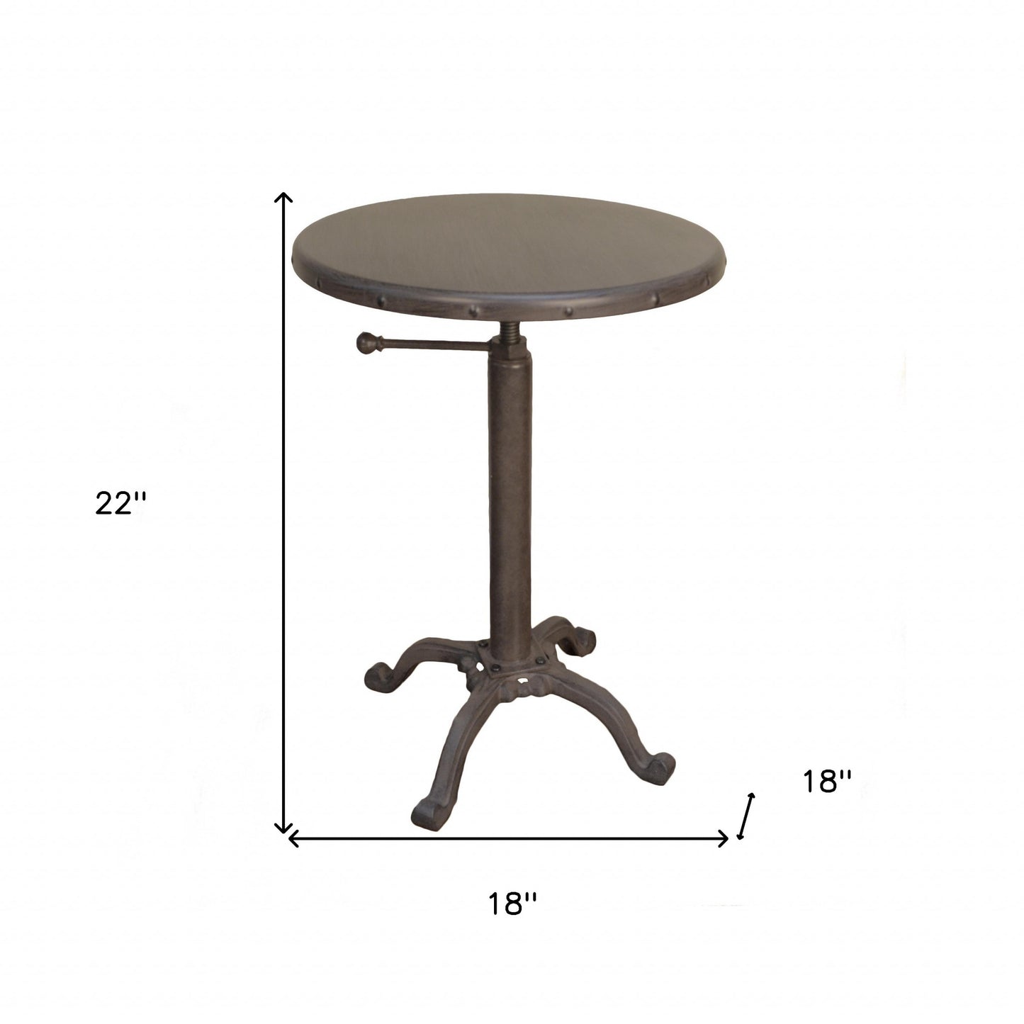22" Industrial And Inustrial Iron Round End Table-4