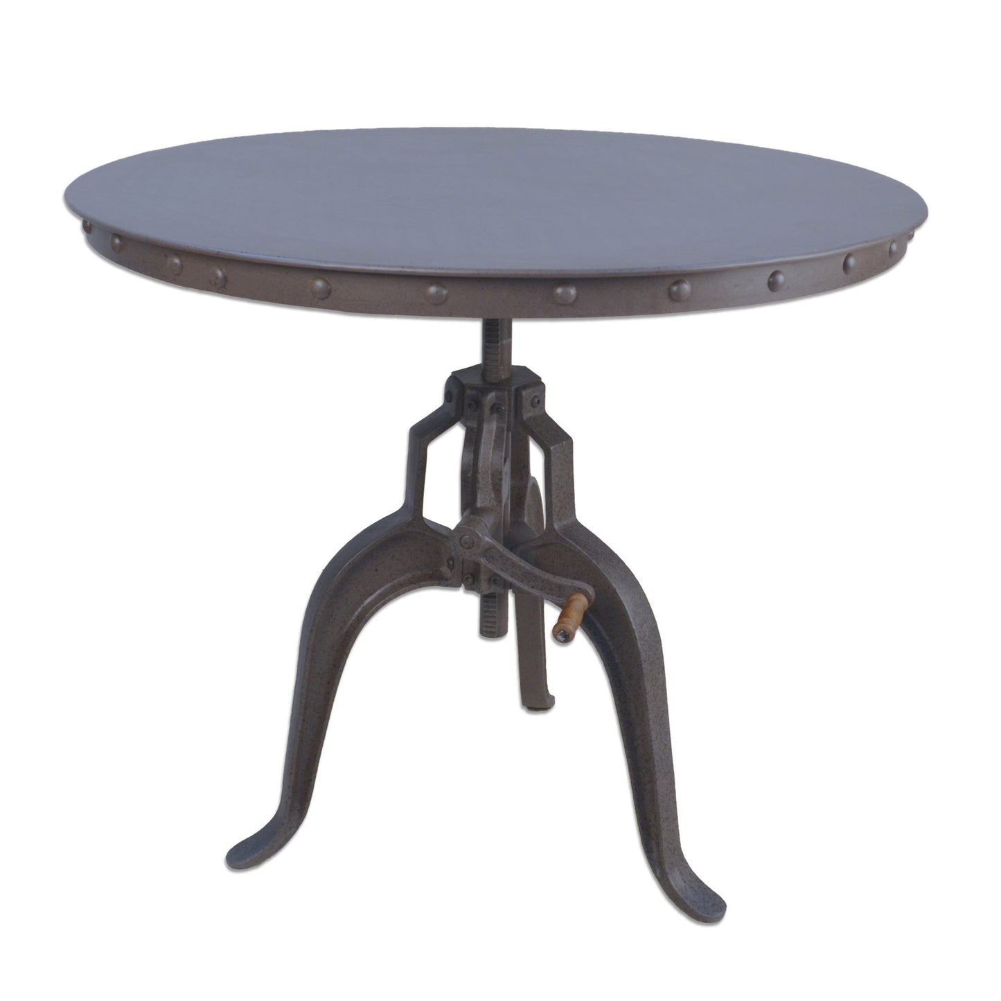 36" Industrial Gray Adjustable Crank Round Top Dining Table.-0