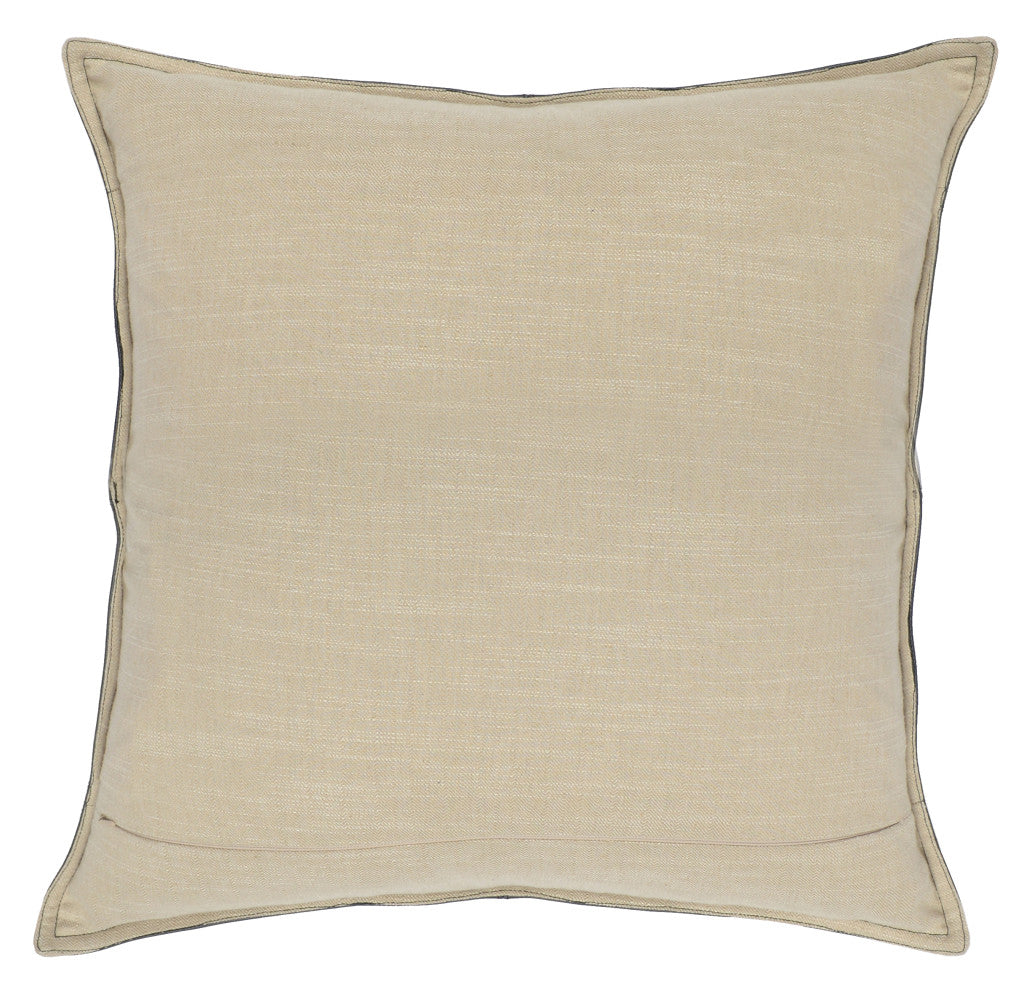 22" Black Leather Feather Throw Pillow-2