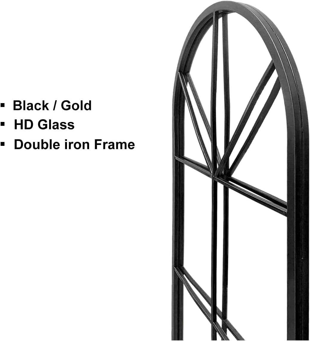 Large Arched Window Pane Mirror Floor, Wall Mount.-4