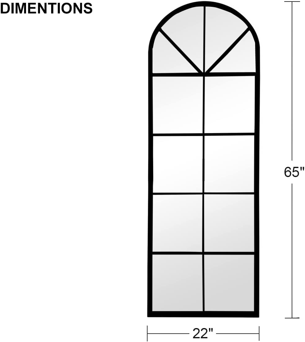 Large Arched Window Pane Mirror Floor, Wall Mount.-2