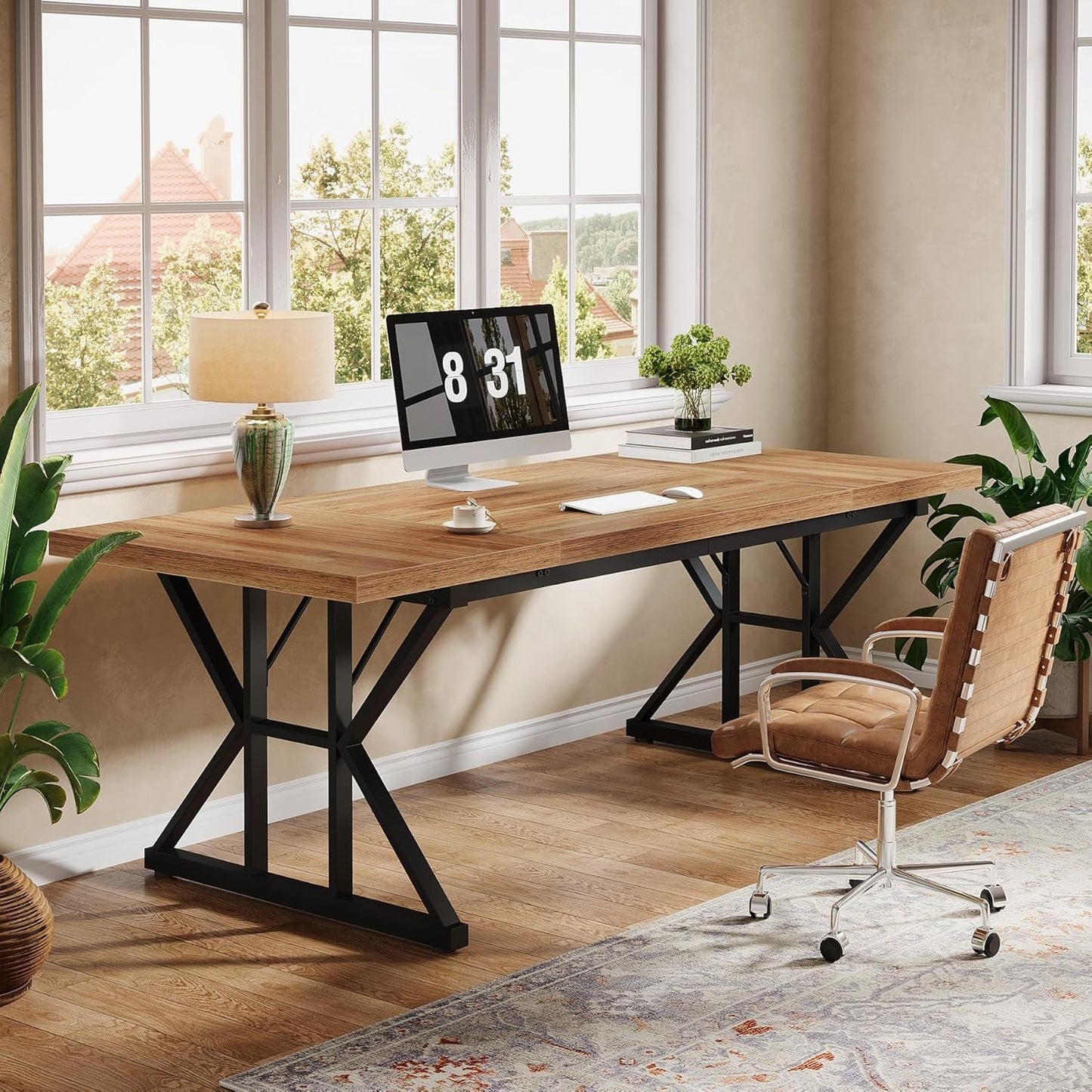 Large Industrial Executive Desk for Home Office Use-2