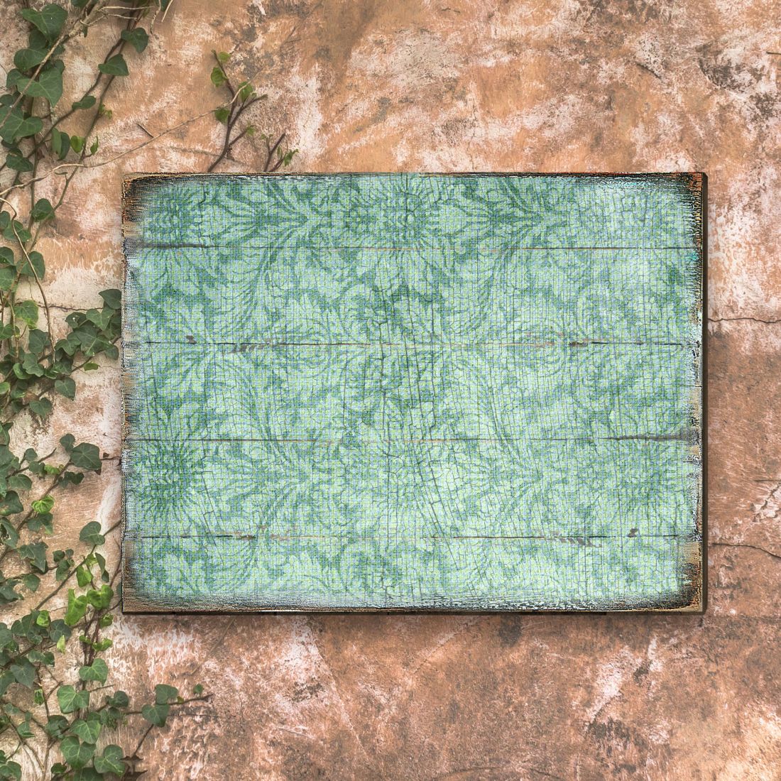 Rustic Blue Floral Wooden Wall Art by G. DeBrekht - Floral Ornamental Decor - 95008B-1