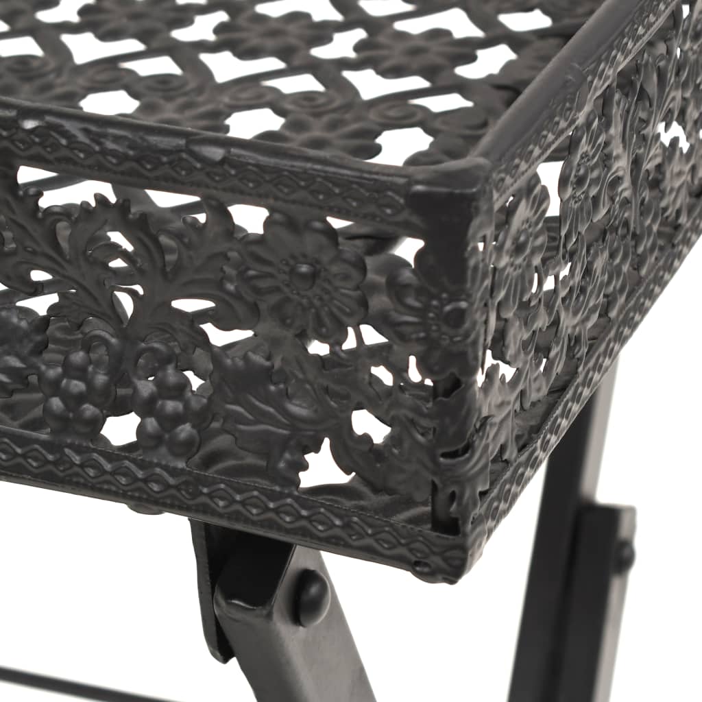 vidaXL Folding Tea Table Vintage Style Metal 22.8"x13.8"x28.3" Black-4