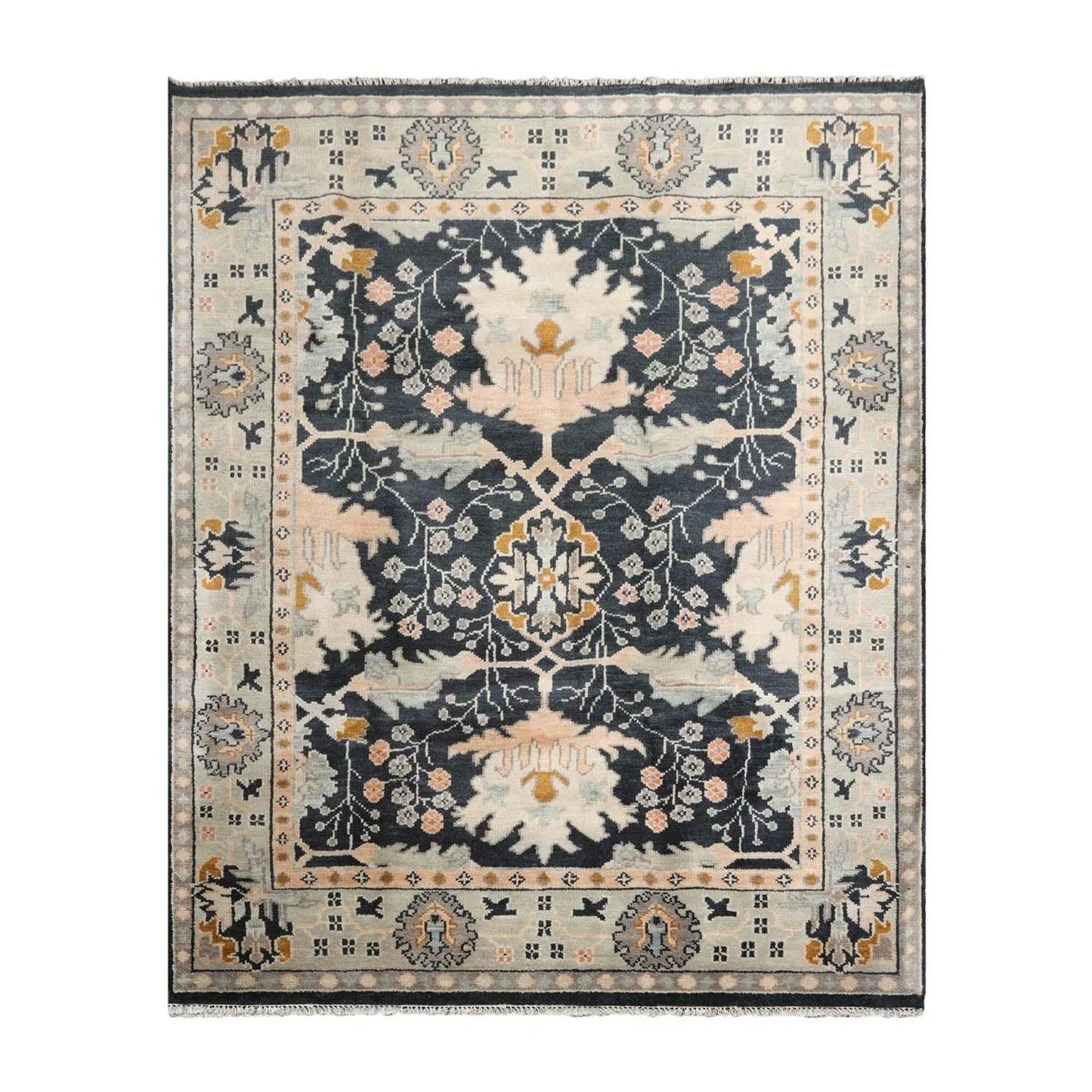 Multi Sizes Blue, Beige Hand Knotted Muted Turkish Oushak William Morris 100% Wool Arts and Craft Traditional Oriental Area Rug-2