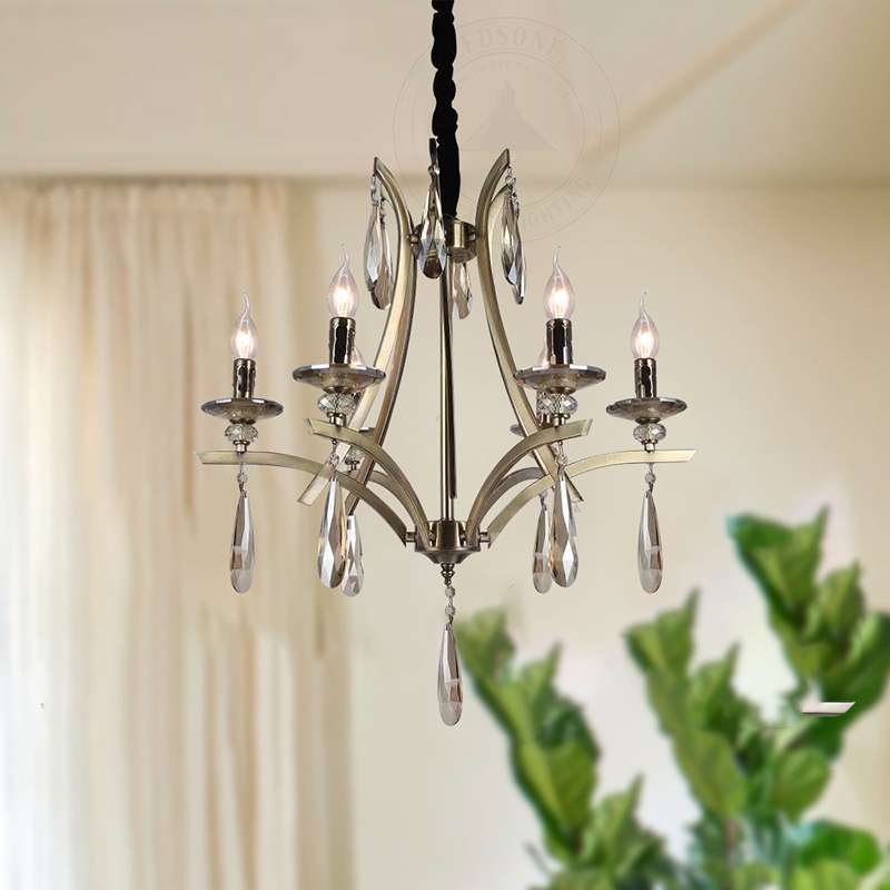 6 Light Crystal Outdoor Chandeliers Light Adjustable Candle Ceiling Pendant Fixture ~4619-1