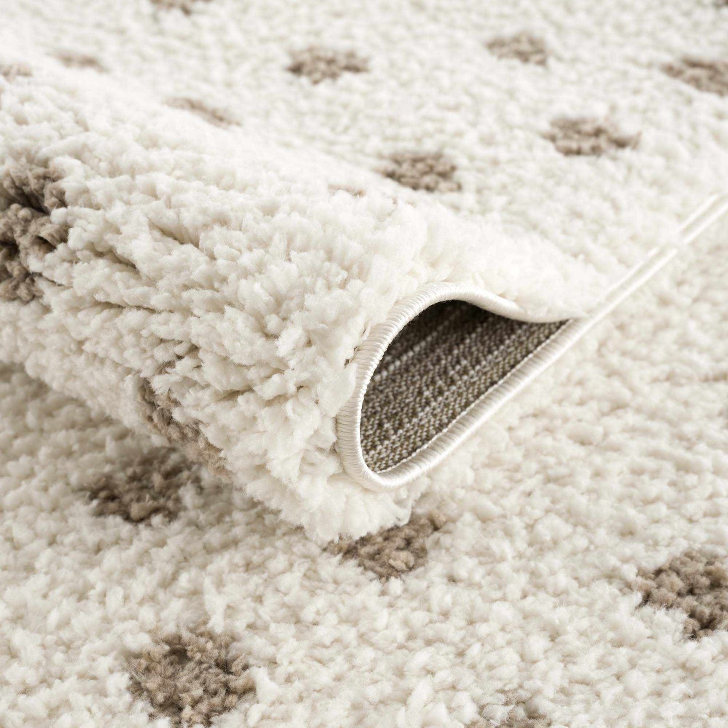 Chaia Dotted Cream & Brown Plush Rug-1