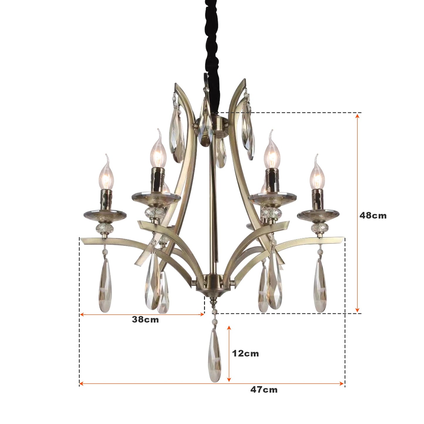 6 Light Crystal Outdoor Chandeliers Light Adjustable Candle Ceiling Pendant Fixture ~4619-4