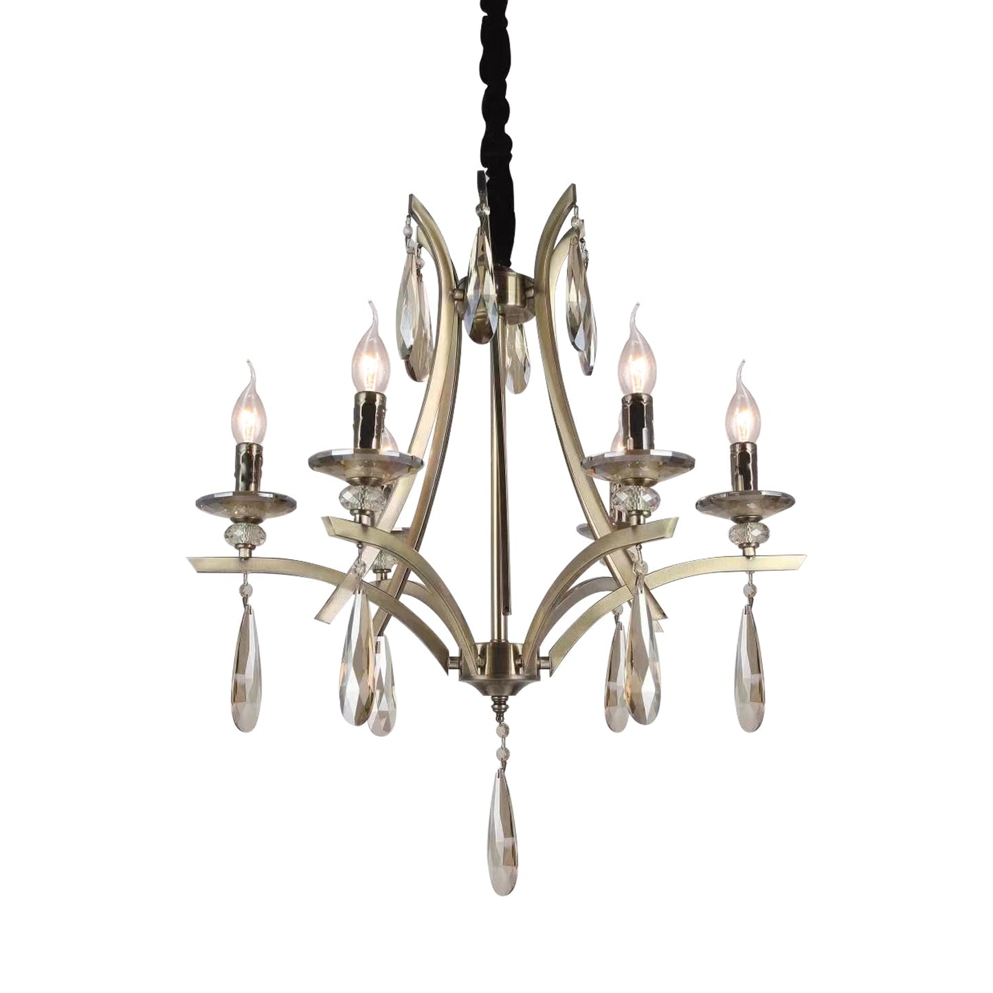 6 Light Crystal Outdoor Chandeliers Light Adjustable Candle Ceiling Pendant Fixture ~4619-2