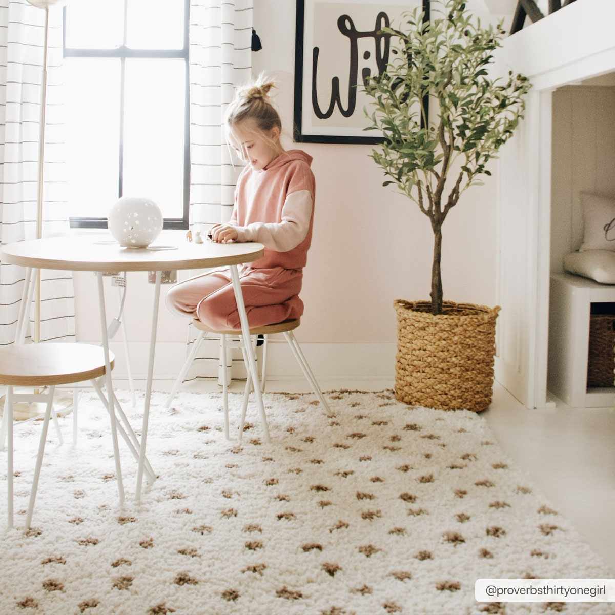 Chaia Dotted Cream & Brown Plush Rug-2