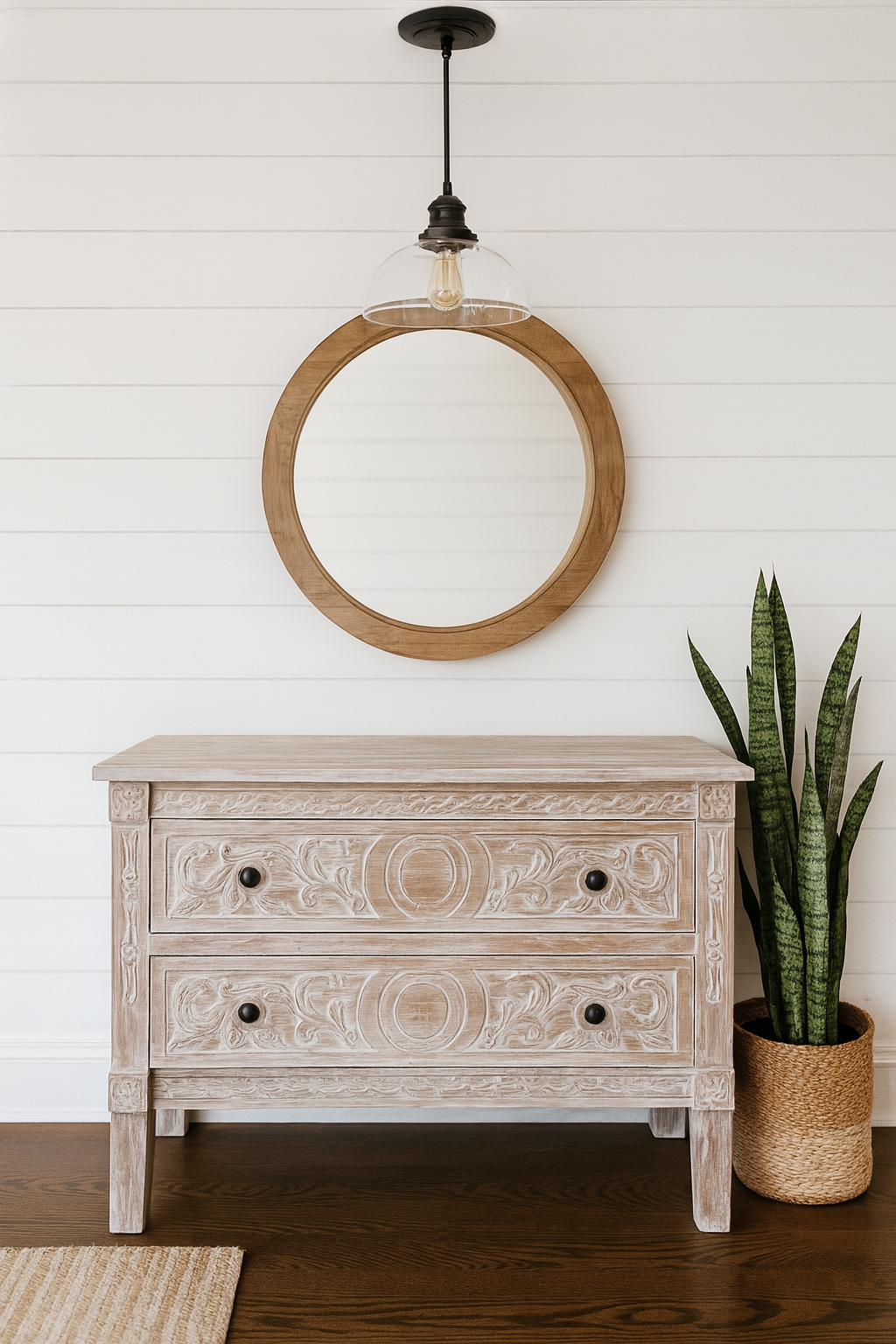 Farmhouse Mahogany Wood 2-Drawer buffet/sideboard