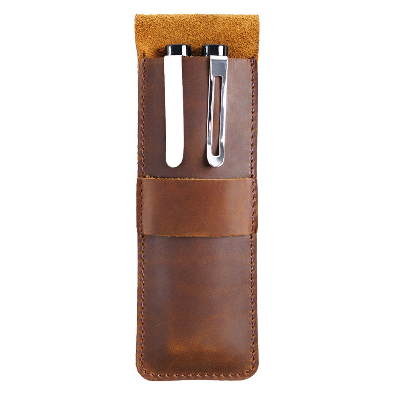 Leather Pen Holder | Handmade Leather Fountain Pen Pouch-2