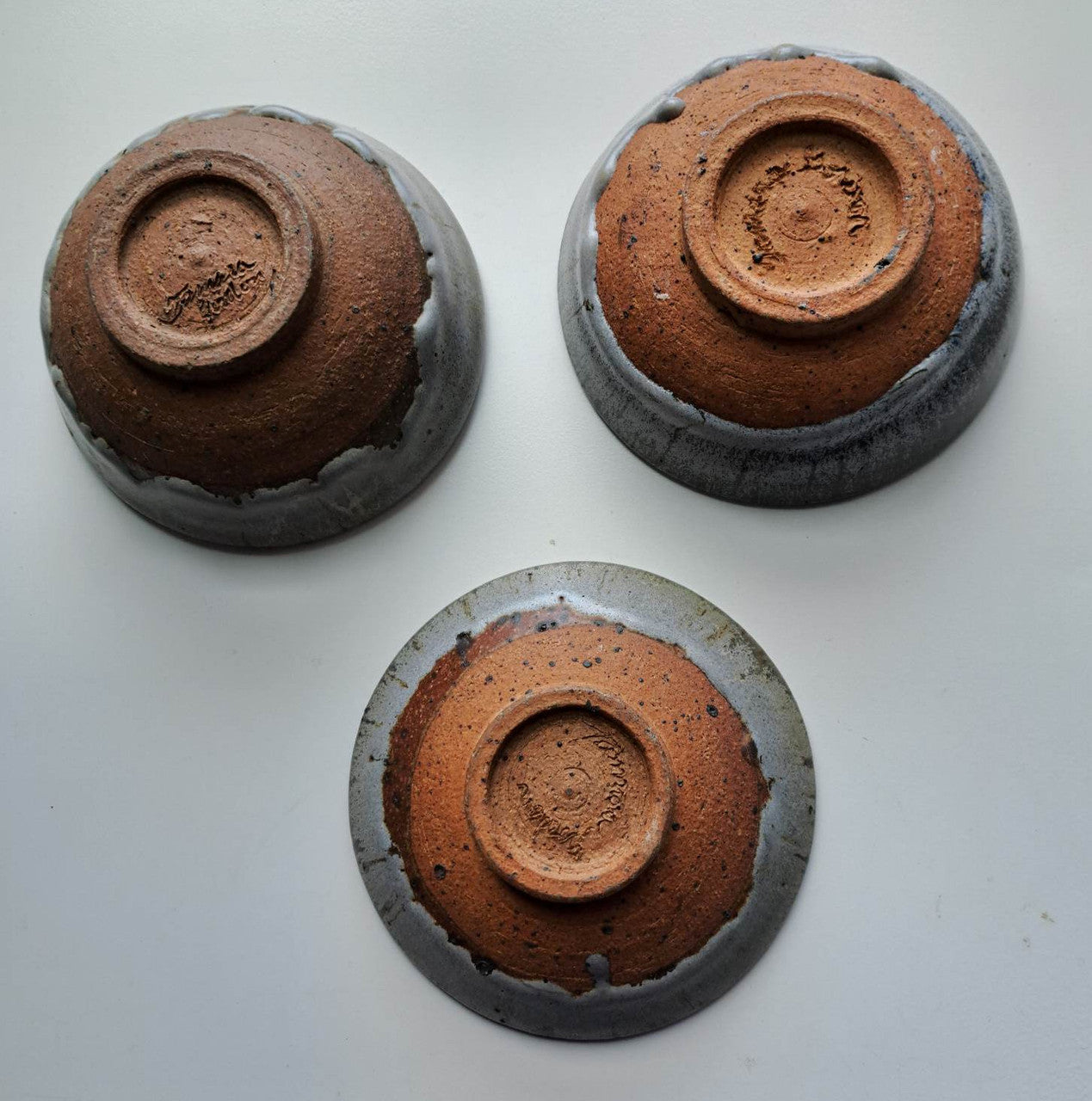 Tamara S Gordon Ceramics. Brown & Grey - set of 3 small rustic bowls-1