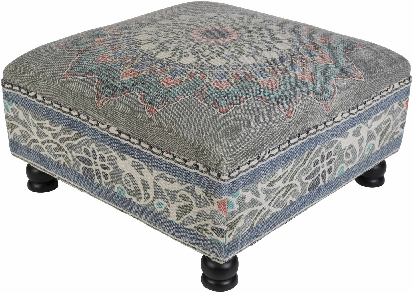 Chalfant Mango Wood Bohemian Ottoman Pouf-0