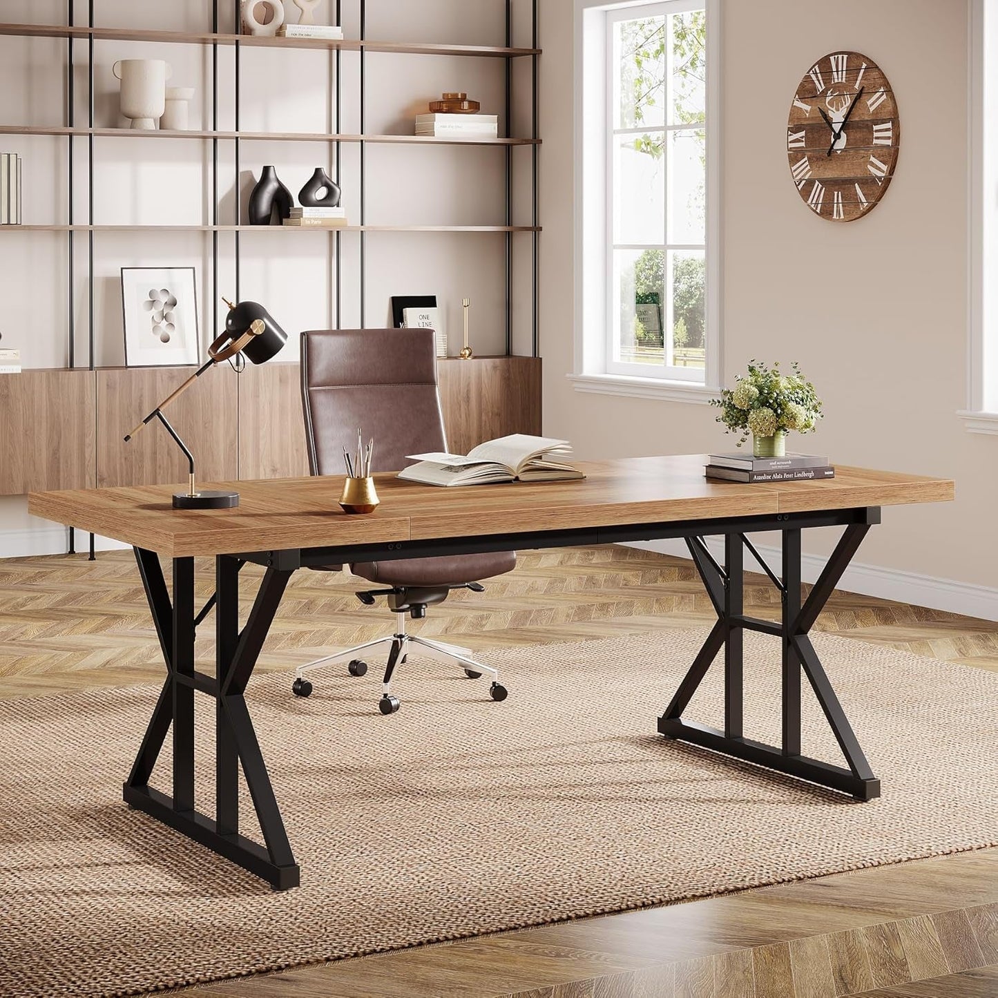 Large Industrial Executive Desk for Home Office Use-3