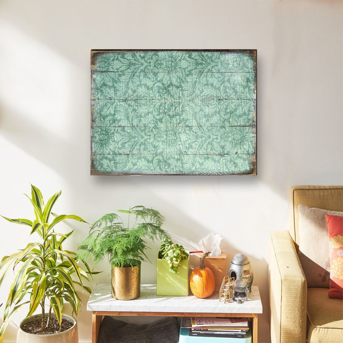 Rustic Blue Floral Wooden Wall Art by G. DeBrekht - Floral Ornamental Decor - 95008B-2