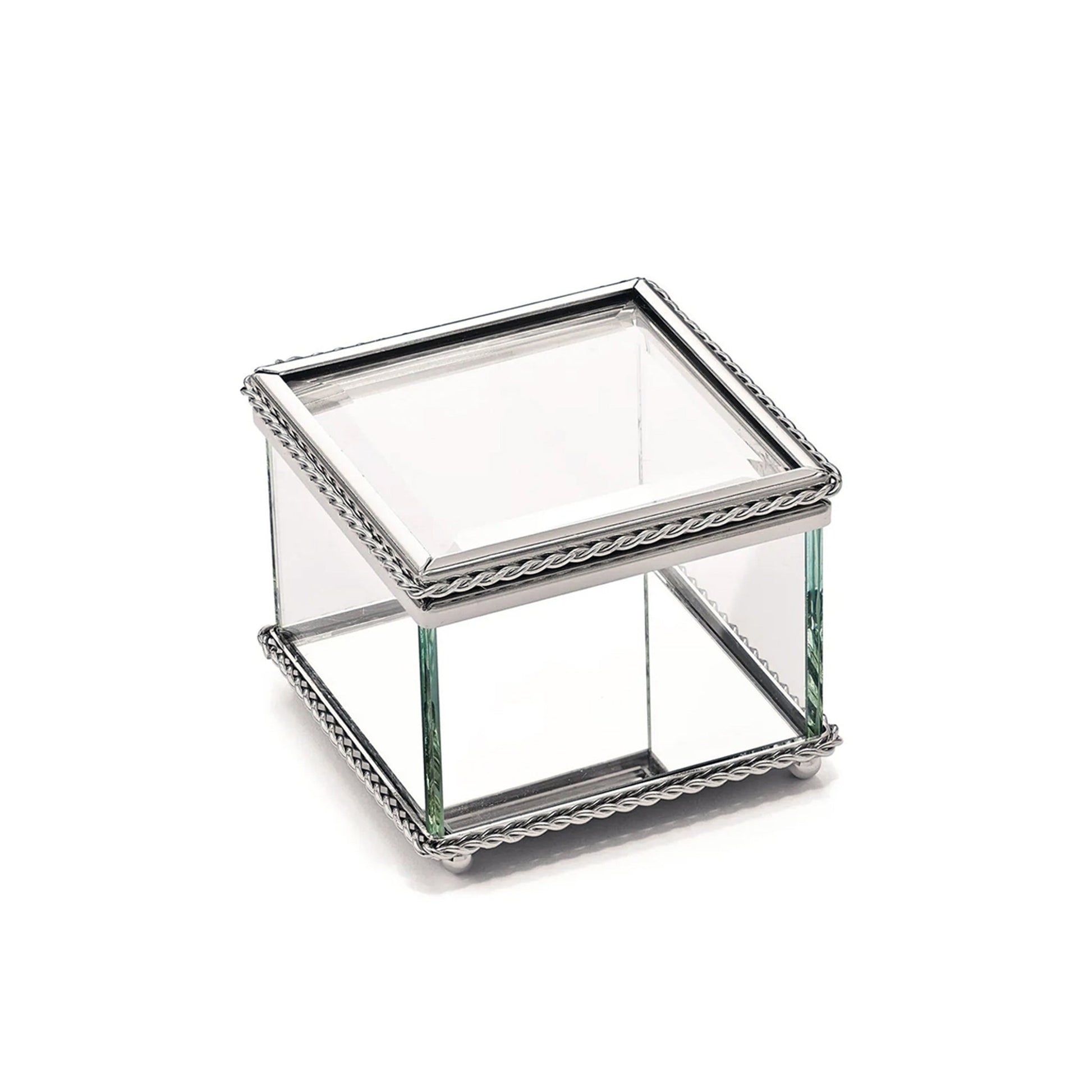 Square Glass Box With Hinged Cover, 3.25"-0