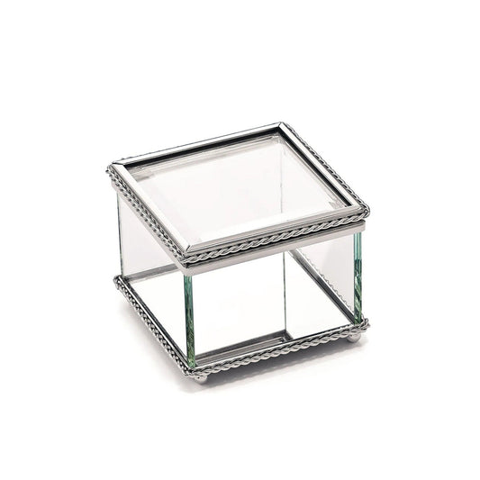 Square Glass Box With Hinged Cover, 3.25"-0