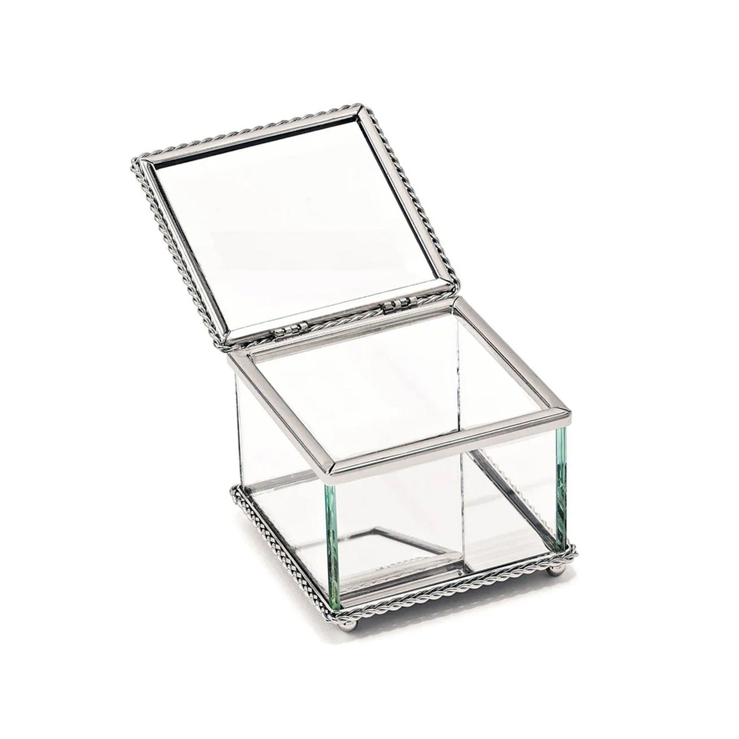 Square Glass Box With Hinged Cover, 3.25"-1