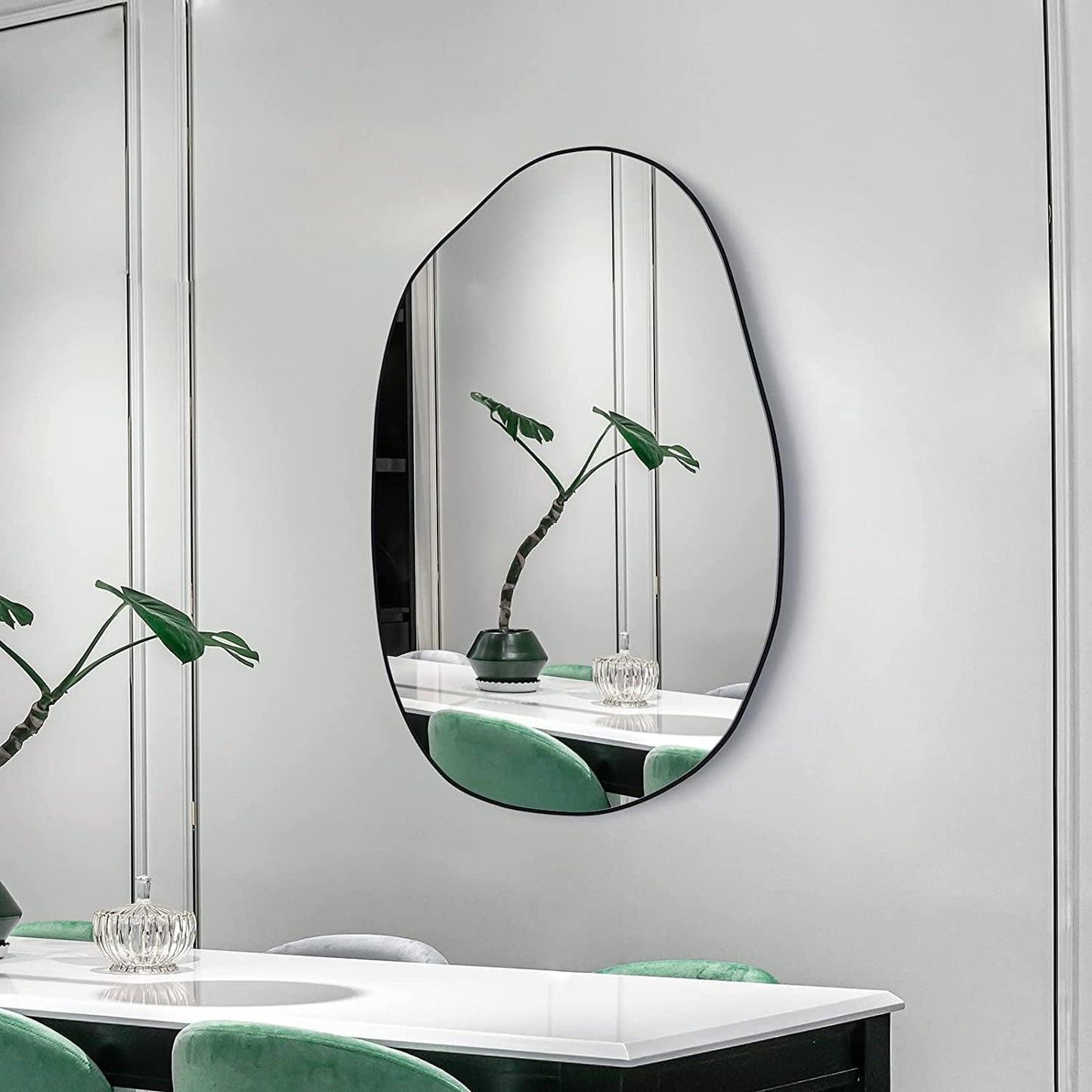 Asymmetrical Wood Framed Wall Mirror for Decoration-3