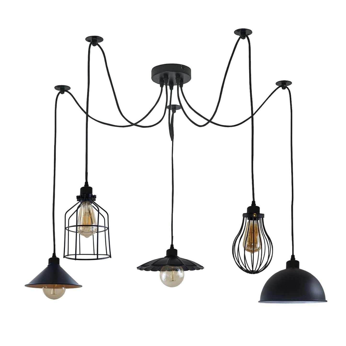 5Way Vintage Industrial Ceiling Lamp Shade Chandelier Retro Spider Pendant Light~3671-3