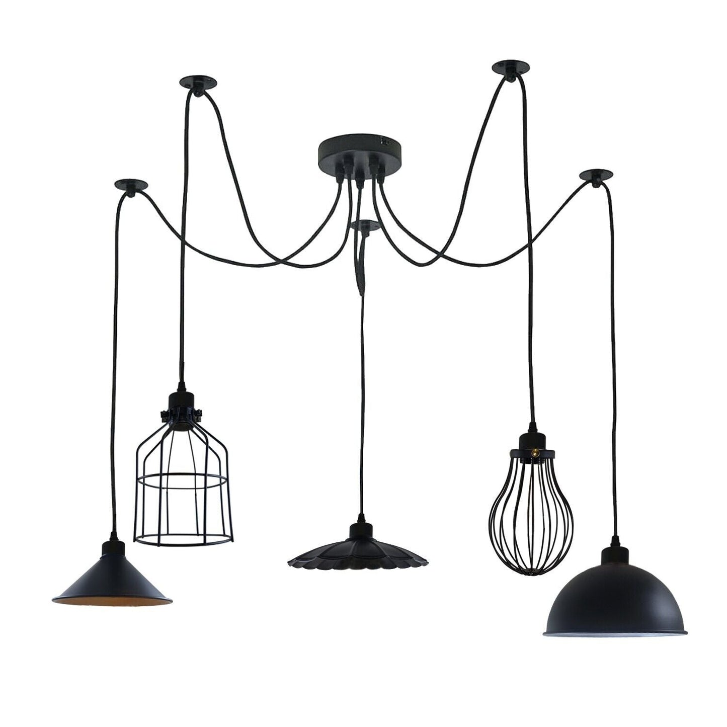 5Way Vintage Industrial Ceiling Lamp Shade Chandelier Retro Spider Pendant Light~3671-1