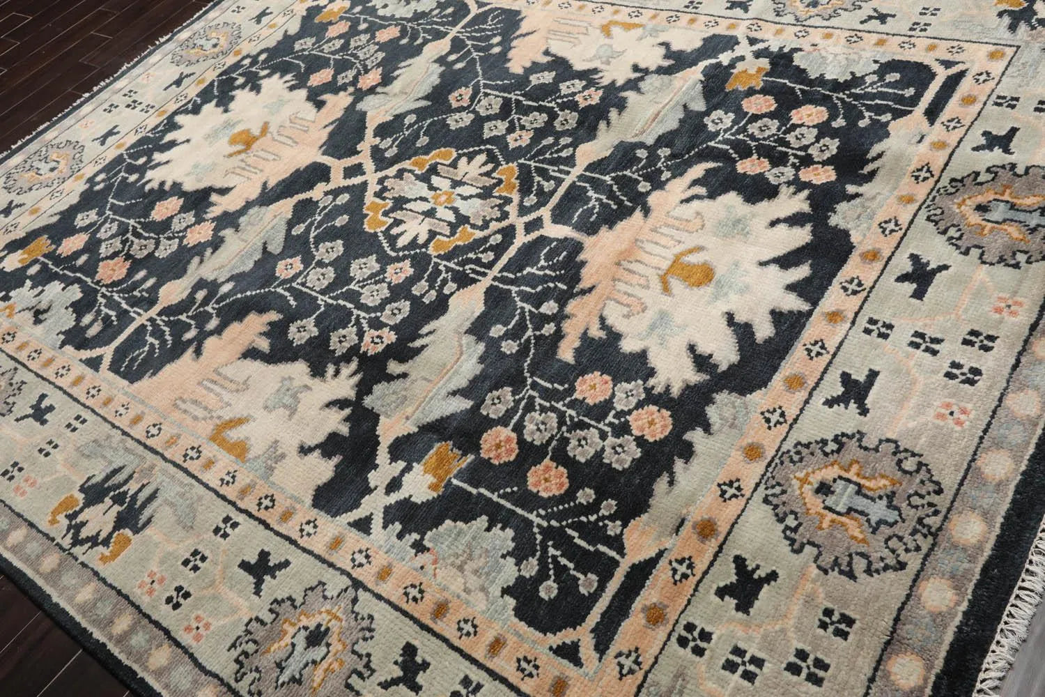 Multi Sizes Blue, Beige Hand Knotted Muted Turkish Oushak William Morris 100% Wool Arts and Craft Traditional Oriental Area Rug-3