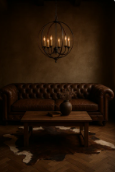 Iron Orb Chandelier – 5-Light Rotating Rustic Fixture