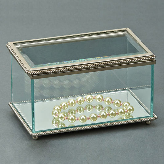 Rectangular Glass Box With Hinged Cover, 5.25"-1