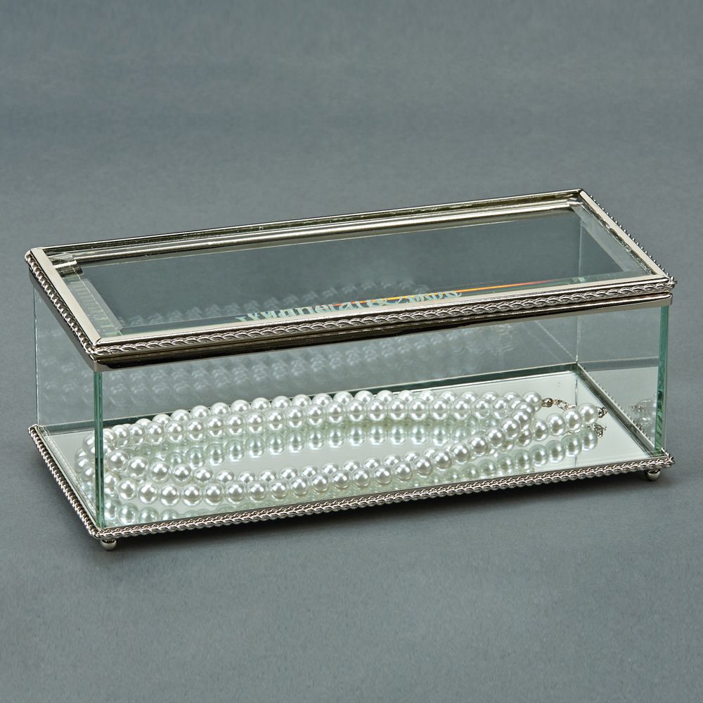 Rectangular Glass Box With Hinged Cover, 8"-1