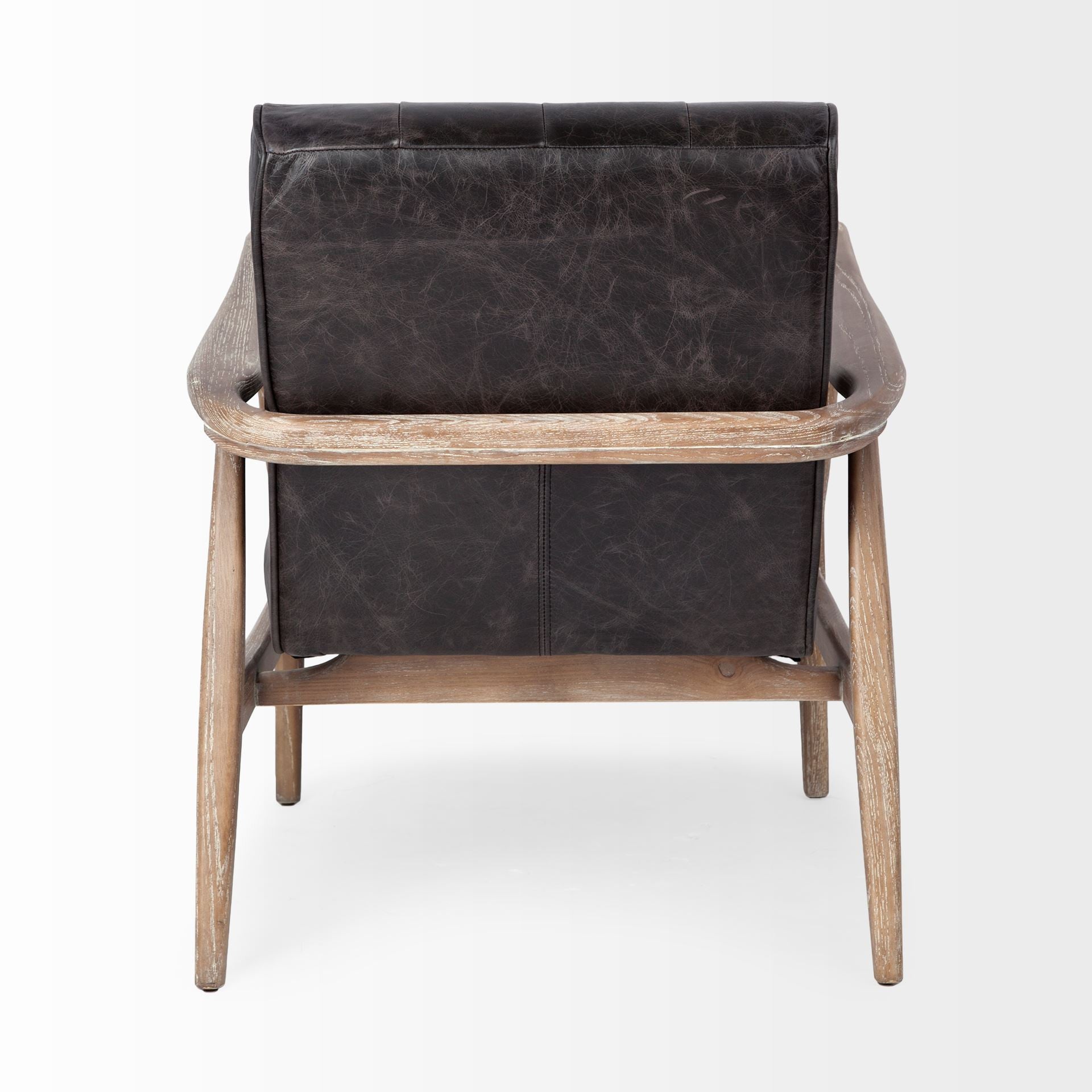 28" Black and Brown Leather Tufted Lounge Chair-4