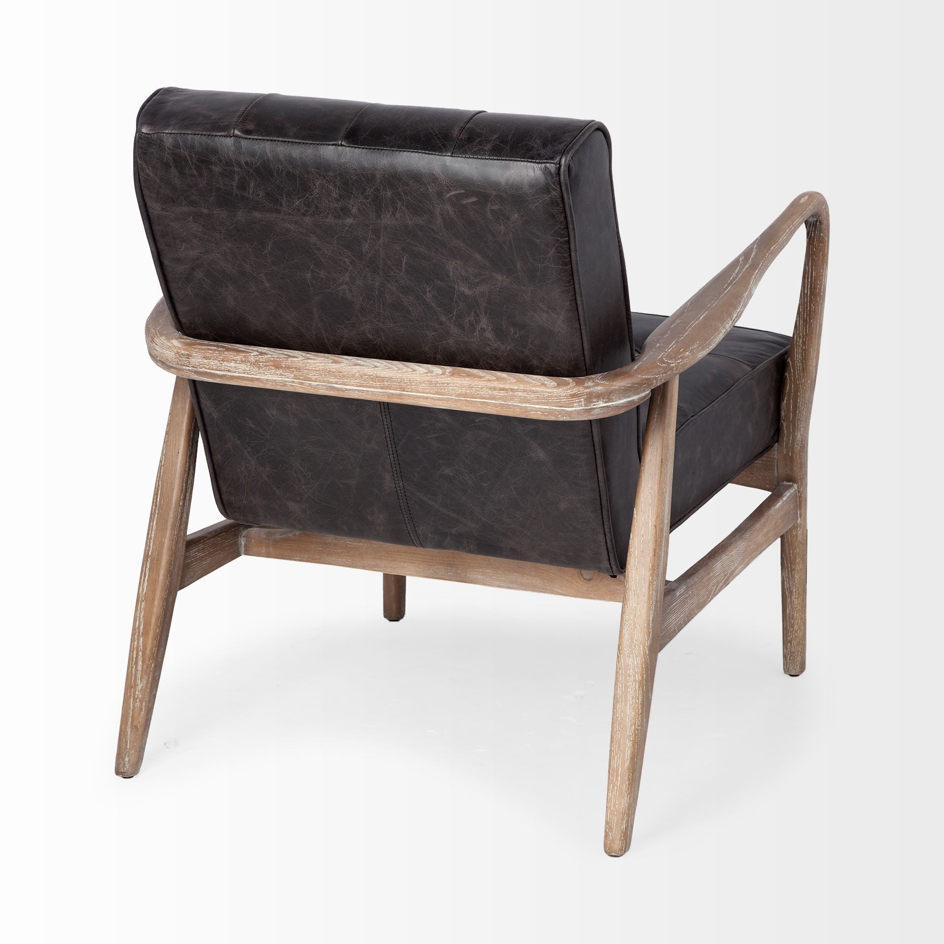28" Black and Brown Leather Tufted Lounge Chair-5
